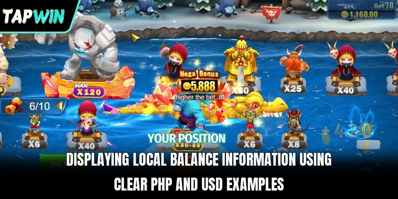 Displaying local balance information using clear PHP and USD examples