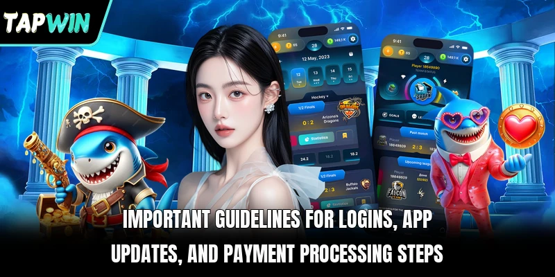 Important guidelines for logins, app updates, and payment processing steps