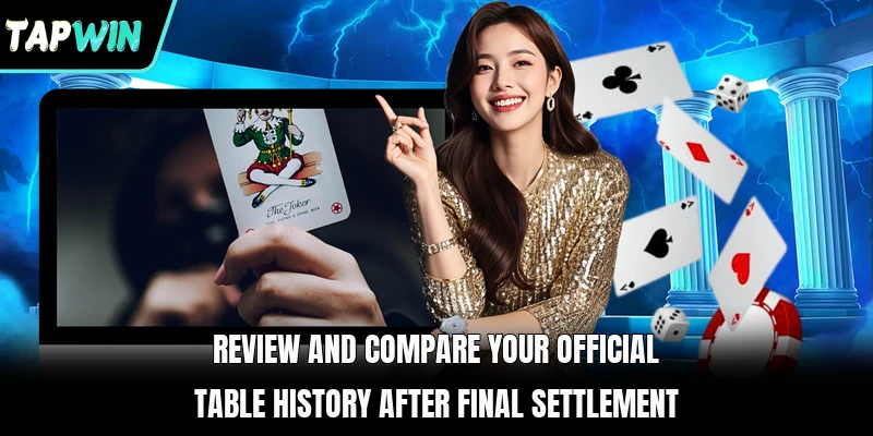 Review and compare your official table history after final settlement