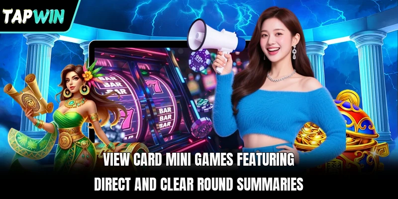 View card mini games featuring direct and clear round summaries